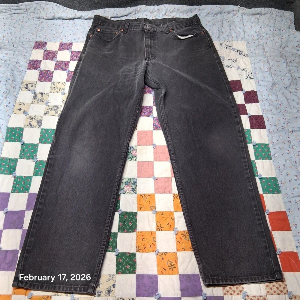 Levi 550 Jeans Men 38x34 Black Relaxed Tapered Denim Casual‎ Work Pants